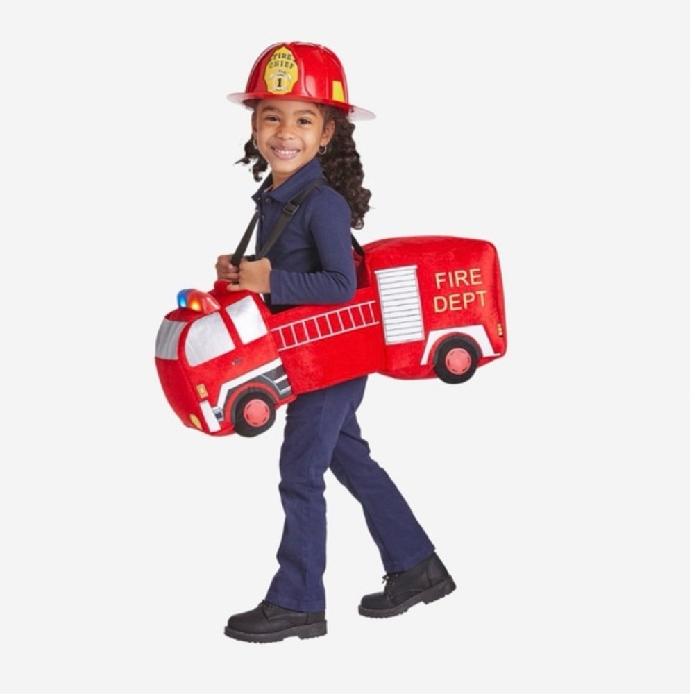 Kids Red Fire Department Plush Vehicle